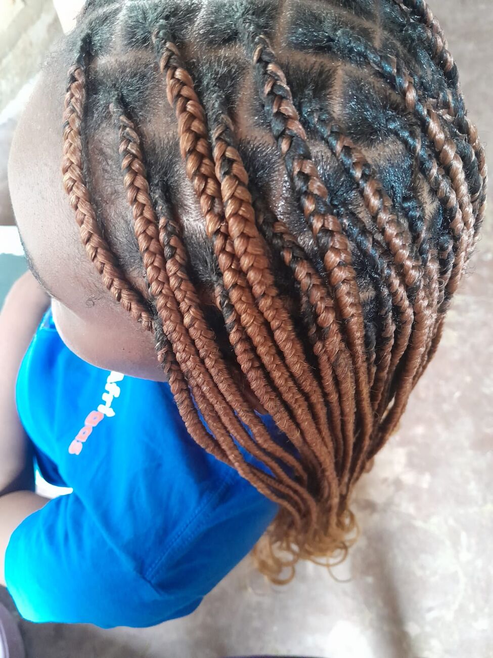 Two-tone black and copper box braids